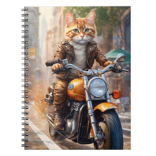 Orange Tabby Cat Out für einen Motorradfahrer Notizblock (Vorderseite)