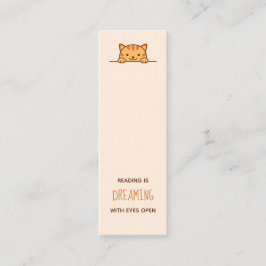 Orange Tabby Cat Peeking über Lesezeichen Zitat Mini Visitenkarte