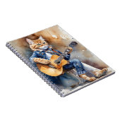 Orange Tabby Cat Rock Star Gitarre spielen Notizblock (Rechte Seite)