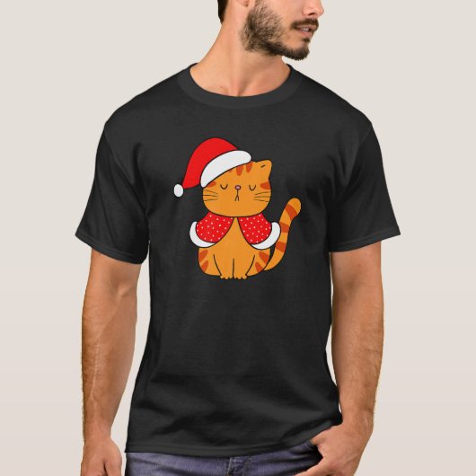 Orange Tabby Cat Santa Hat Christmas Cat Bah humb T-Shirt (Vorderseite)