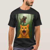 Orange Tabby Cat Selfie mit Dinosaur - Funny Cat T-Shirt (Vorderseite)