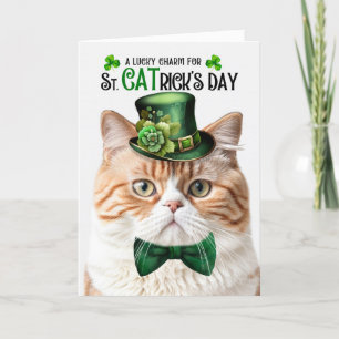 Orange Tabby Cat St CATrick's Day Lucky Charm Feiertagskarte
