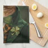 Orange Tabby Cat St. Patrick's Day Geschirrtuch (Viertel Falte)