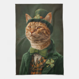 Orange Tabby Cat St. Patrick's Day Geschirrtuch
