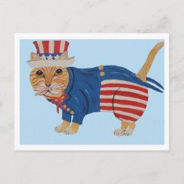 Orange Tabby Cat Uncle Sam Ankündigungspostkarte