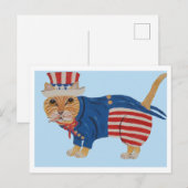 Orange Tabby Cat Uncle Sam Ankündigungspostkarte (Vorne/Hinten)