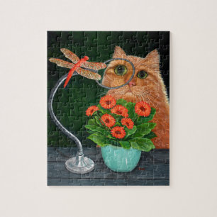 Orange Tabby Cat und Dragonfly Puzzle