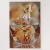 Orange Tabby Cat und Goldfish Puzzle (Vertikal)