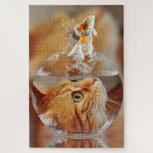 Orange Tabby Cat und Goldfish Puzzle