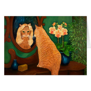 Orange Tabby Cat und Mirror