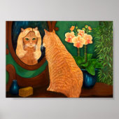 Orange Tabby Cat und Mirror Poster (Vorne)