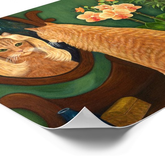 Orange Tabby Cat und Mirror Poster (Ecke)