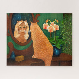 Orange Tabby Cat und Mirror Puzzle