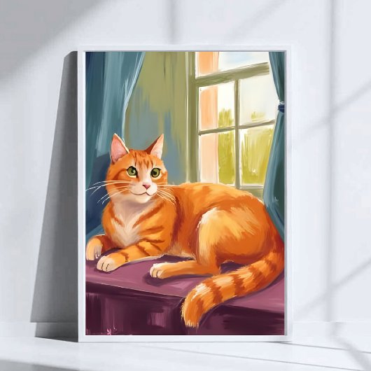 Orange Tabby Cat Watercolor Pet Painting Poster