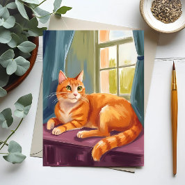 Orange Tabby Cat Watercolor Pet Postkarte