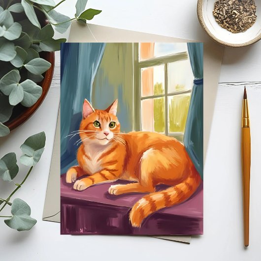 Orange Tabby Cat Watercolor Pet Postkarte