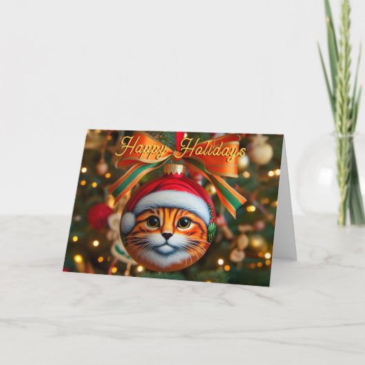 Orange Tabby Cat Weihnachtskarte Feiertagskarte (Vorderseite)