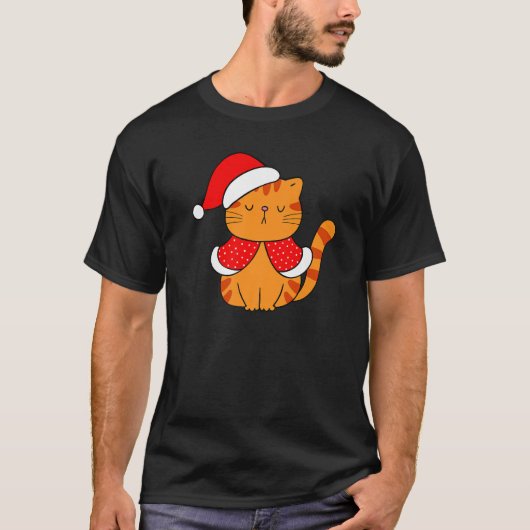 Orange Tabby Cat Weihnachtsmannmütze Weihnachten K T-Shirt (Vorderseite)