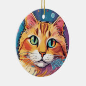 Orange Tabby Cat | Zeitgenössische farbenfrohe Mal Keramik Ornament (Rechts)