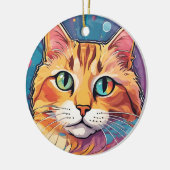 Orange Tabby Cat | Zeitgenössische farbenfrohe Mal Keramik Ornament (Links)