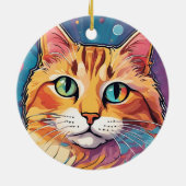 Orange Tabby Cat | Zeitgenössische farbenfrohe Mal Keramik Ornament (Hinten)