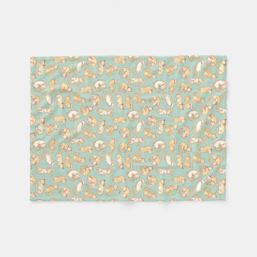 Orange Tabby Cats Illustriertes Muster Fleecedecke (Vorderseite (Horizontal))