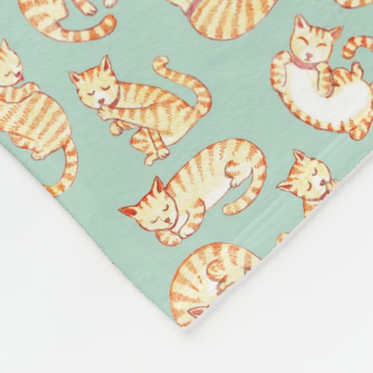 Orange Tabby Cats Illustriertes Muster Fleecedecke (Ecke)