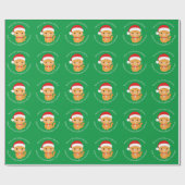 Orange Tabby Christmas Cat On Green Geschenkpapier (Flach)