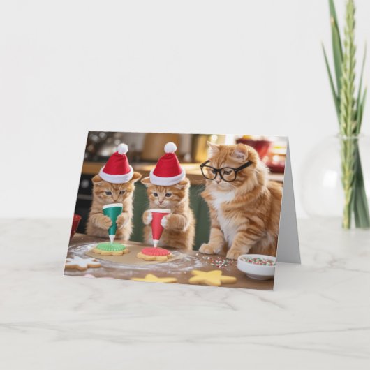 Orange Tabby Christmas Cookies Card Karte (Vorderseite)