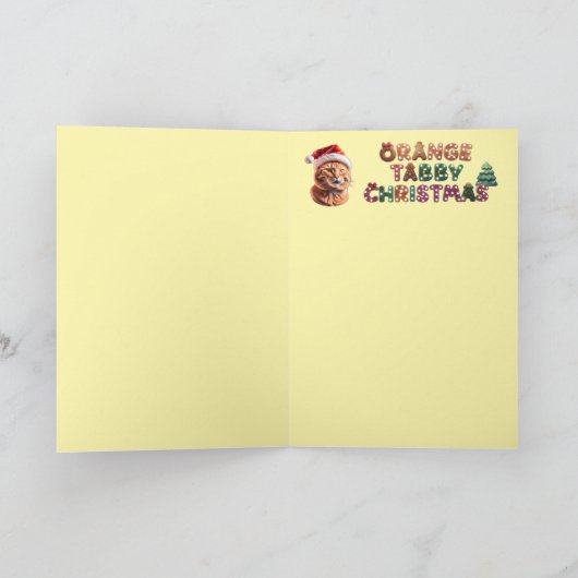 Orange Tabby Christmas Strumpf Karte (Innenseite)