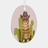 Orange Tabby Cowboy Cat Ornament Aus Metall (Vorderseite Rechts)