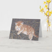 Orange Tabby Feral Kitten Card Karte (Gelbe Blume)