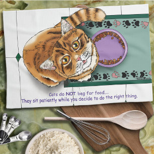 Orange Tabby Food Bowl Küche Küchentuch