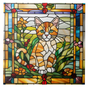 Orange Tabby gesteinigtes Glas Dekorationsfolie Fliese