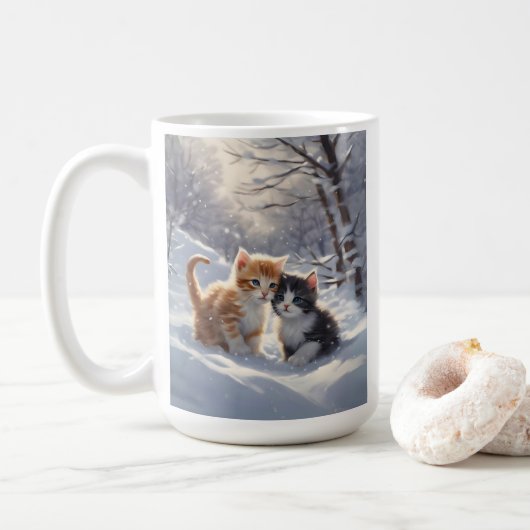 Orange Tabby Graue und weiße Katzen Kaffeetasse (Mit Donut)