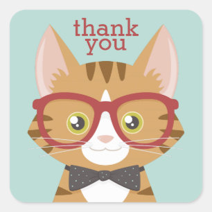 Orange Tabby Hipster Cat Danke Stickers