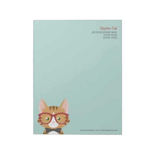 Orange Tabby Hipster Cat Kids Large Notepad Notizblock (Rotiert)