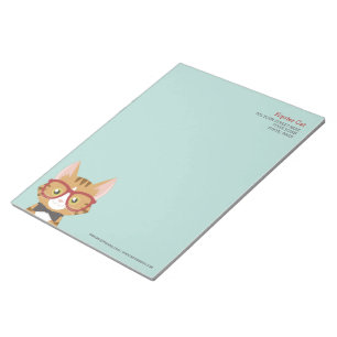 Orange Tabby Hipster Cat Kids Large Notepad Notizblock