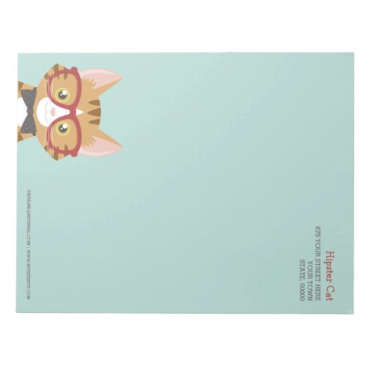 Orange Tabby Hipster Cat Kids Large Notepad Notizblock (Vorderseite)