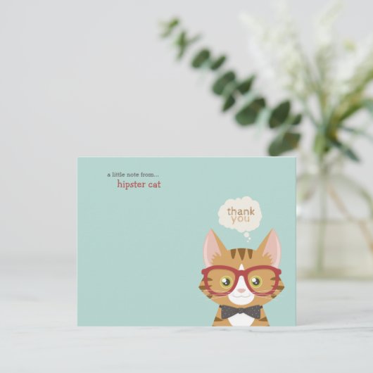 Orange Tabby-Hipster-Katze danken Ihnen Einladung (Stehend Vorderseite)