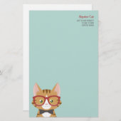 Orange Tabby-Hipster-Katze scherzt Briefpapier (Vorne/Hinten)
