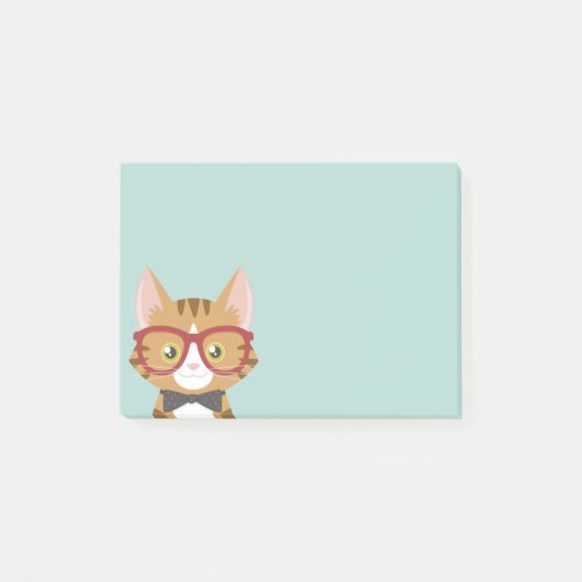 Orange Tabby-Hipster-Katze scherzt Posten-it® Post-it Klebezettel (Vorderseite)