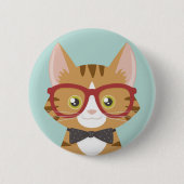 Orange Tabby-Hipster-Katzen-Illustration Button (Vorderseite)