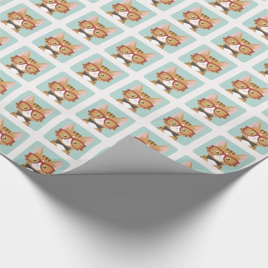 Orange Tabby-Hipster-Katzen-Muster Geschenkpapier (Ecke)