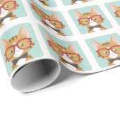 Orange Tabby-Hipster-Katzen-Muster Geschenkpapier (Rolleneckpunkt)