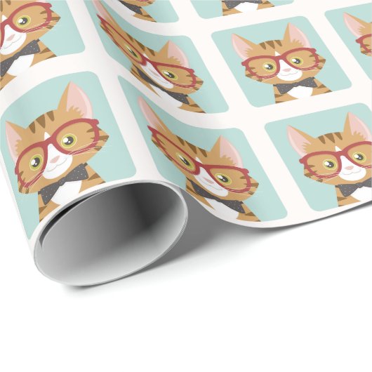 Orange Tabby-Hipster-Katzen-Muster Geschenkpapier (Rolleneckpunkt)