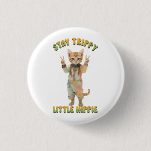 Orange Tabby Katze Boho Stay Trippy Little Hippie Button