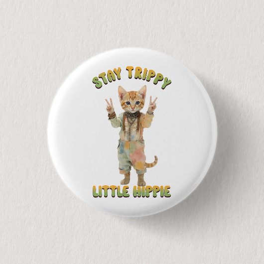 Orange Tabby Katze Boho Stay Trippy Little Hippie Button (Vorderseite)