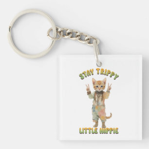 Orange Tabby Katze Boho Stay Trippy Little Hippie  Schlüsselanhänger