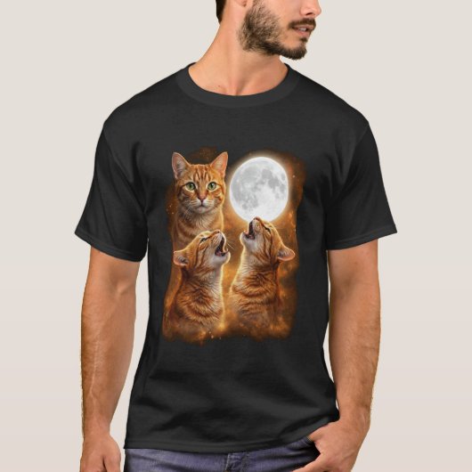 Orange Tabby-Katze Heulender Mond Design Lustige T T-Shirt (Vorderseite)